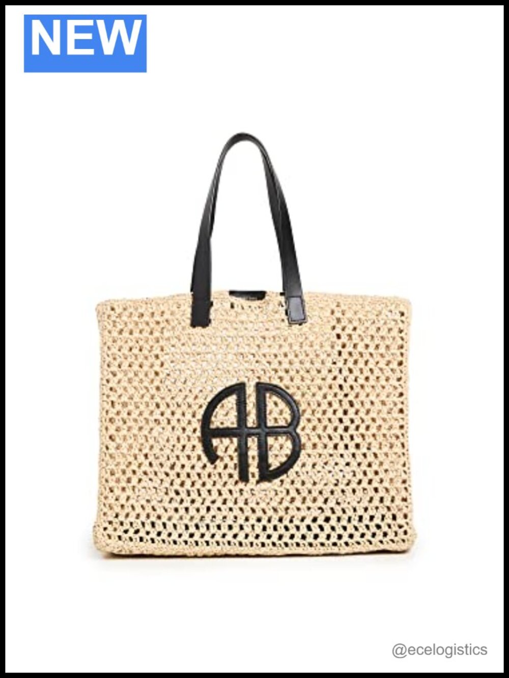 Large Woven Raffia Tote Hand-Carry Structured Base